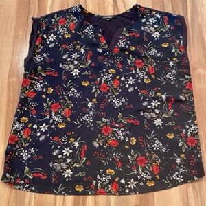 Papermoon navy floral sleeveless top—MP